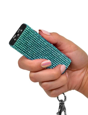 Stun Gun with Stylish Rhinestone Design | LED Light w/ Keychain