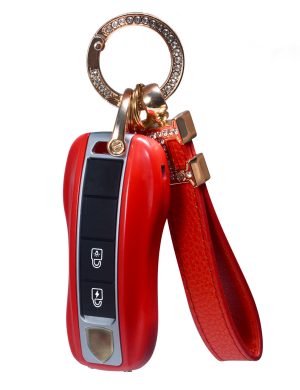 Mini Red Stun Gun with LED Flashlight and Wrist Strap, Porsche Car Key Stun Guns, Unique Key fob Design